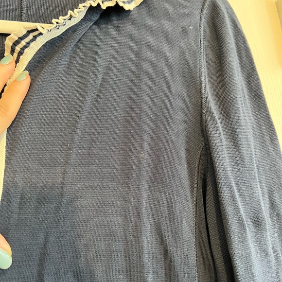 Navy Armani cardigan with ruffle lapel - Picture 3 of 5